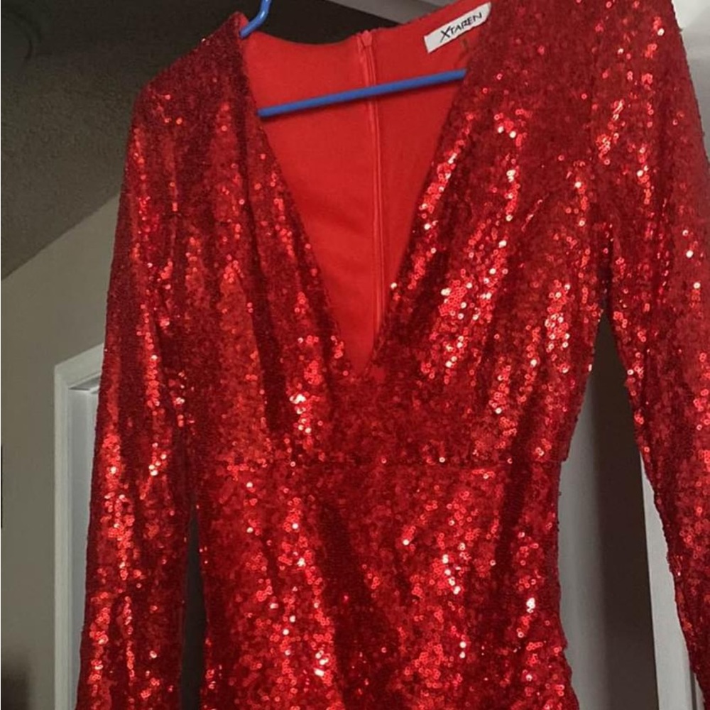 Red sequin dress